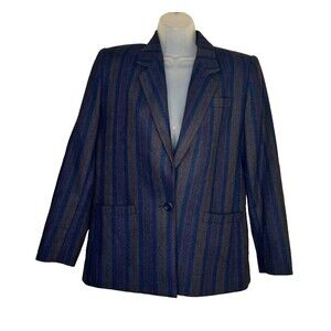 VTG Stirling Cooper Petite Women's Blazer Size 4/5 Purple Brown Blue Stripes